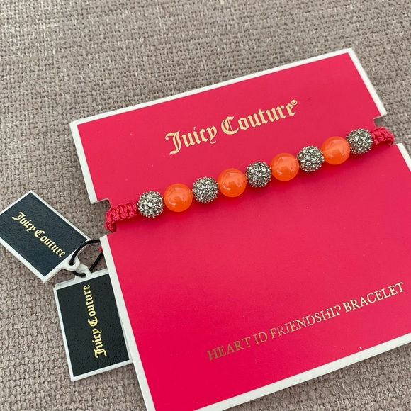 Juicy Couture Orange Silver Crystal Beads Friendship Adjustable Bracelet NWT - Picture 4 of 13